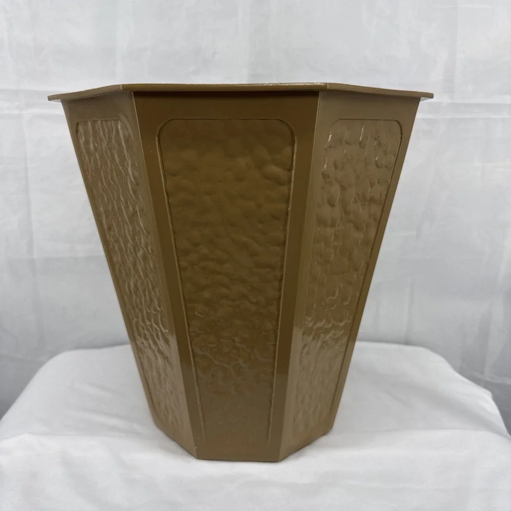 Fesco 7446-3 Octagon‎ Trash Can Waste Basket Vintage Made in USA Brown MCM